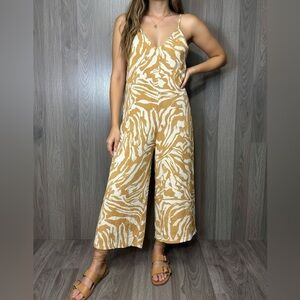 H&M Zebra Print Jumpsuit in Tan and White